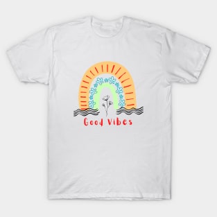 Good Vibes Rainbow Design T-Shirt